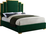 Hugo Velvet / Engineered Wood / Metal / Foam Contemporary Green Velvet King Bed - 81.5" W x 86.5" D x 63" H