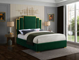 Hugo Velvet / Engineered Wood / Metal / Foam Contemporary Green Velvet Queen Bed - 65.5" W x 86.5" D x 63" H