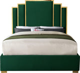 Hugo Velvet / Engineered Wood / Metal / Foam Contemporary Green Velvet Queen Bed - 65.5" W x 86.5" D x 63" H