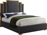 Hugo Velvet / Engineered Wood / Metal / Foam Contemporary Grey Velvet King Bed - 81.5" W x 86.5" D x 63" H
