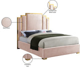 Hugo Velvet / Engineered Wood / Metal / Foam Contemporary Pink Velvet King Bed - 81.5" W x 86.5" D x 63" H