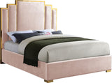 Hugo Velvet / Engineered Wood / Metal / Foam Contemporary Pink Velvet King Bed - 81.5" W x 86.5" D x 63" H