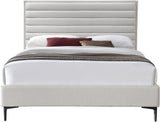 Hunter Linen Textured Fabric / Metal / Engineered Wood / Foam Contemporary Cream Linen Textured Full Bed - 57" W x 82" D x 46" H