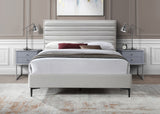 Hunter Linen Textured Fabric / Metal / Engineered Wood / Foam Contemporary Cream Linen Textured Full Bed - 57" W x 82" D x 46" H