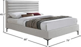 Hunter Linen Textured Fabric / Metal / Engineered Wood / Foam Contemporary Cream Linen Textured King Bed - 79" W x 86.5" D x 46" H