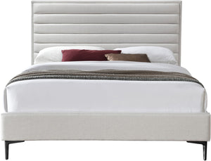Hunter Linen Textured Fabric / Metal / Engineered Wood / Foam Contemporary Cream Linen Textured Queen Bed - 62.5" W x 86.5" D x 46" H