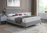 Hunter Linen Textured Fabric / Metal / Engineered Wood / Foam Contemporary Grey Linen Textured Full Bed - 57" W x 82" D x 46" H