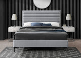 Hunter Linen Textured Fabric / Metal / Engineered Wood / Foam Contemporary Grey Linen Textured Full Bed - 57" W x 82" D x 46" H