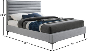 Hunter Linen Textured Fabric / Metal / Engineered Wood / Foam Contemporary Grey Linen Textured King Bed - 79" W x 86.5" D x 46" H