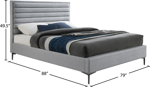 Hunter Linen Textured Fabric / Metal / Engineered Wood / Foam Contemporary Grey Linen Textured King Bed - 79" W x 86.5" D x 46" H