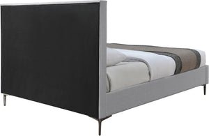 Hunter Linen Textured Fabric / Metal / Engineered Wood / Foam Contemporary Grey Linen Textured Queen Bed - 62.5" W x 86.5" D x 46" H