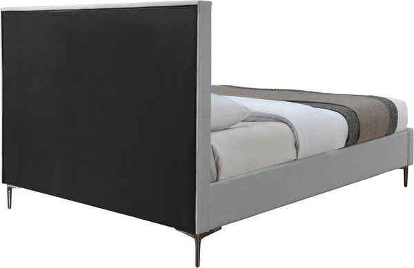 Hunter Linen Textured Fabric / Metal / Engineered Wood / Foam Contemporary Grey Linen Textured Queen Bed - 62.5" W x 86.5" D x 46" H