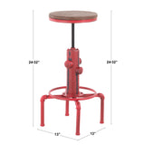 Hydra Industrial Barstool in Vintage Red Metal and Brown Wood-Pressed Grain Bamboo by LumiSource
