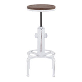 Hydra Industrial Barstool in Vintage White Metal and Brown Wood-Pressed Grain Bamboo by LumiSource