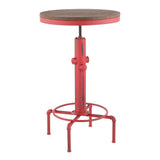 Hydra Industrial Bar Table in Vintage Red Metal and Brown Wood-Pressed Grain Bamboo by LumiSource