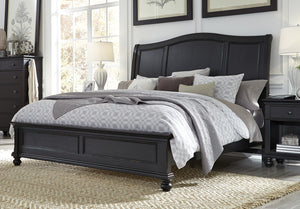 Aspenhome Oxford Traditional Queen Sleigh Bed I07-400-BLK/I07-402-BLK/I07-403-BLK