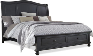 Aspenhome Oxford Traditional Cal King Sleigh Storage Bed I07-404-BLK/I07-407D-BLK/I07-410-BLK