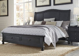 Aspenhome Oxford Traditional Cal King Sleigh Storage Bed I07-404-BLK/I07-407D-BLK/I07-410-BLK