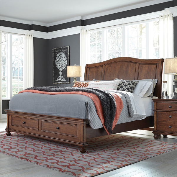 Aspenhome Oxford Traditional Cal King Panel Storage Bed I07-410-WBR/I07-415-WBR/I07-407D-WBR