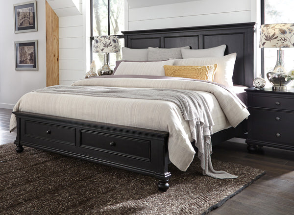 Aspenhome Oxford Traditional Cal King Panel Storage Bed I07-415-BLK/I07-410-BLK/I07-407D-BLK