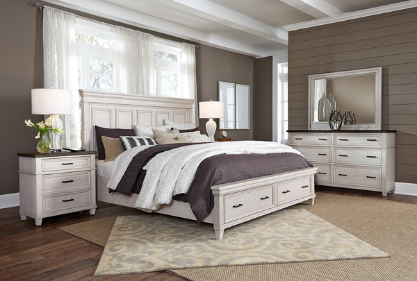 Aspenhome Caraway Farmhouse Cal King Panel Storage Bed I248-410-1/I248-407D-1/I248-415-1
