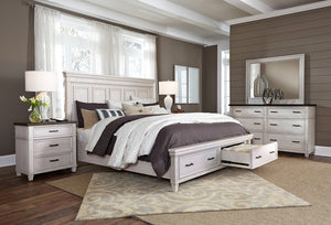 Aspenhome Caraway Farmhouse Cal King Panel Storage Bed I248-410-1/I248-407D-1/I248-415-1