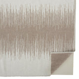 Bashia Handmade Linear Abstract Wool Rug, Ivory/Taupe, 8ft x 10ft Area Rug