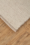 Bashia Handmade Linear Abstract Wool Rug, Ivory/Taupe, 8ft x 10ft Area Rug