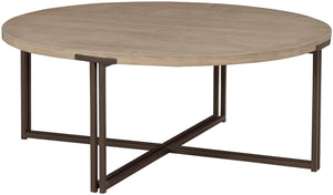 Aspenhome Zander Modern/Contemporary Round Cocktail Table with Dual Metal Base I310-9101-STO