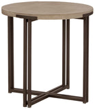 Zander Modern/Contemporary Round End Table with Dual Metal Base