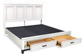Aspenhome Hyde Park Transitional Queen Panel Storage Bed I32-403D-WHT/I32-492-WHT/I32-402-WHT