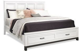 Aspenhome Hyde Park Transitional Cal King Panel Storage Bed I32-407D-WHT/I32-495-WHT/I32-410-WHT