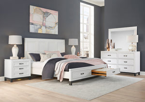 Aspenhome Hyde Park Transitional Cal King Panel Storage Bed I32-407D-WHT/I32-495-WHT/I32-410-WHT