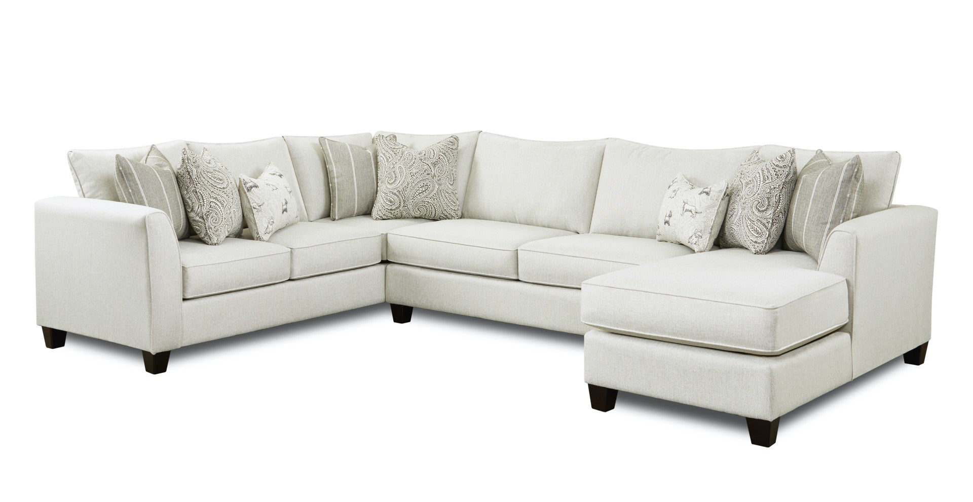 28-21L,15,28,26R Homecoming Stone Sectional: Stylish Sleeper Sofa with