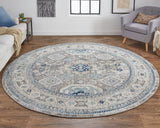Bellini Vintage Bohemian Rug, Delphinium Blue/Gray, 7ft-10in x 7ft-10in Round