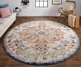 Bellini Vintage Bohemian Rug, Honey Gold/Blue, 7ft-10in x 7ft-10in Round