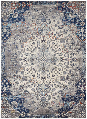 Bellini Vintage Bohemian Rug, Gray/Blue Medallion, 9ft-2in x 12ft-4in Area Rug