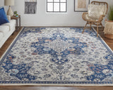 Bellini Vintage Bohemian Area Rug, Blue/Gray/Rust Medallion, 9ft-2in x 12ft-4in