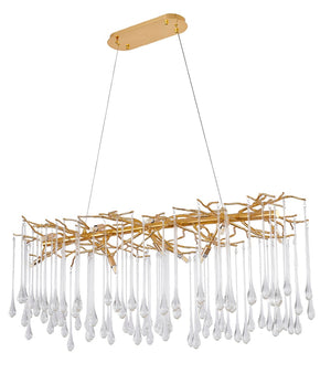 Bethel Elegant Gold Chandelier with Adjustable Cord & Clear Glass Drops for Stunning Lighting