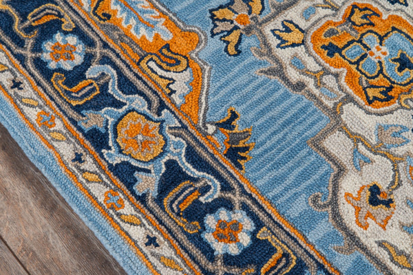 Momeni Ibiza IBI-1 Hand Tufted Traditional Medallion Indoor Area Rug Blue 8' x 10' IBIZAIBI-1BLU80A0