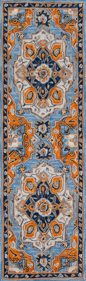 Momeni Ibiza IBI-1 Hand Tufted Traditional Medallion Indoor Area Rug Blue 8' x 10' IBIZAIBI-1BLU80A0