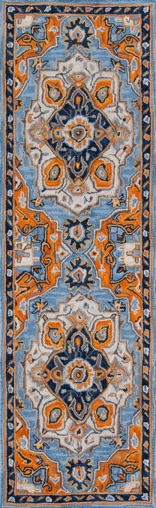 Momeni Ibiza IBI-1 Hand Tufted Traditional Medallion Indoor Area Rug Blue 8' x 10' IBIZAIBI-1BLU80A0