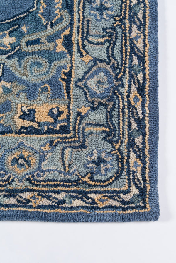 Momeni Ibiza IBI-1 Hand Tufted Traditional Medallion Indoor Area Rug Denim 8' x 10' IBIZAIBI-1DNM80A0