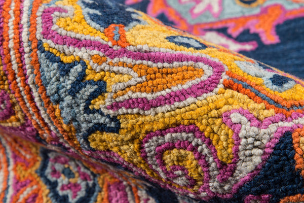 Momeni Ibiza IBI-1 Hand Tufted Traditional Medallion Indoor Area Rug Navy 8' x 10' IBIZAIBI-1NVY80A0