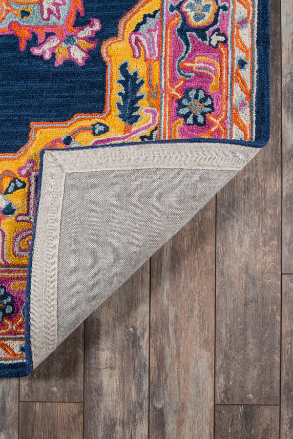 Momeni Ibiza IBI-1 Hand Tufted Traditional Medallion Indoor Area Rug Navy 8' x 10' IBIZAIBI-1NVY80A0