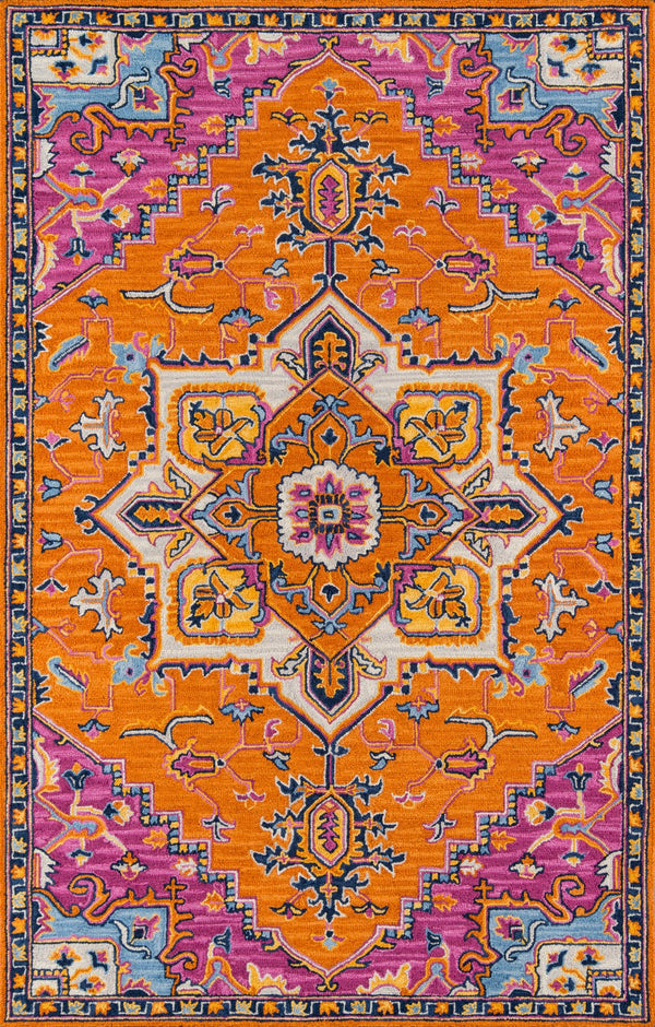 Momeni Ibiza IBI-2 Hand Tufted Traditional Medallion Indoor Area Rug Orange 8' x 10' IBIZAIBI-2ORG80A0