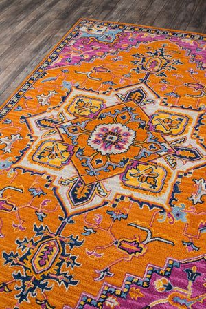 Momeni Ibiza IBI-2 Hand Tufted Traditional Medallion Indoor Area Rug Orange 8' x 10' IBIZAIBI-2ORG80A0