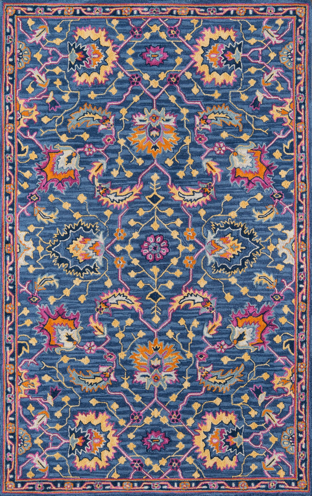 Momeni Ibiza IBI-3 Hand Tufted Traditional Oriental Indoor Area Rug Blue 8' x 10' IBIZAIBI-3BLU80A0