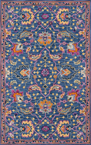 Momeni Ibiza IBI-3 Hand Tufted Traditional Oriental Indoor Area Rug Blue 8' x 10' IBIZAIBI-3BLU80A0