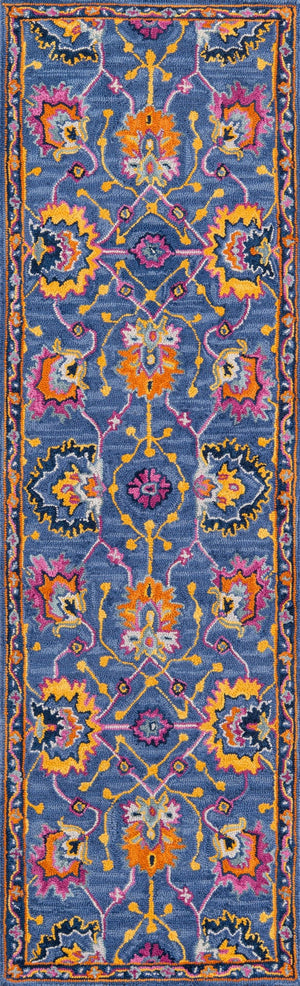 Momeni Ibiza IBI-3 Hand Tufted Traditional Oriental Indoor Area Rug Blue 8' x 10' IBIZAIBI-3BLU80A0